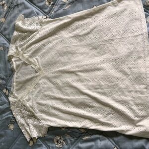 NWOT Lace Trim White Blouse